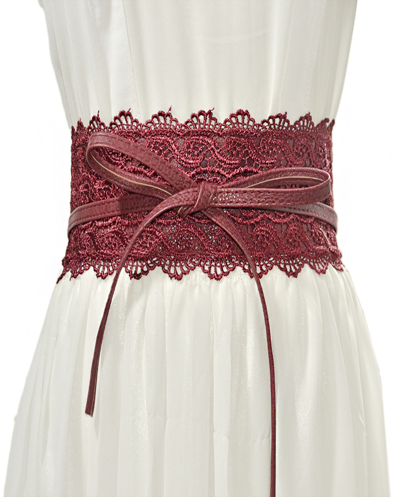 Lace trimmed wide waistband