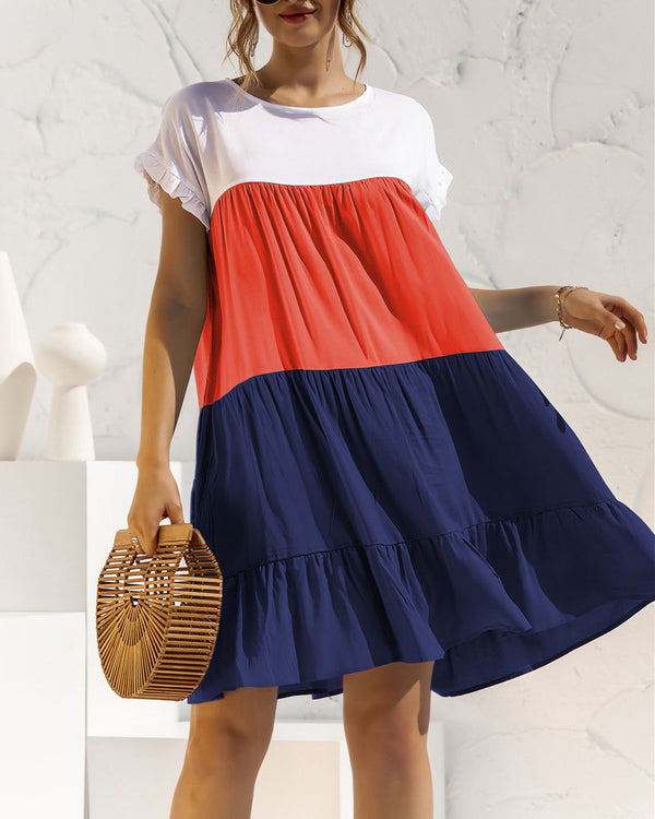 Tricolor Babydoll Dress