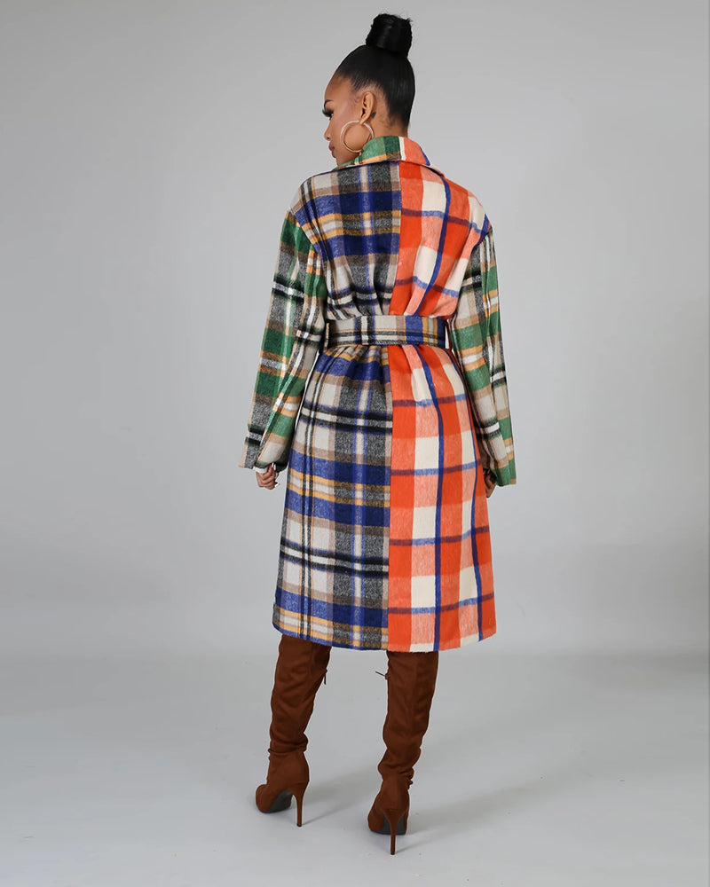 Plaid Double Breasted Coat