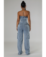 Cross Tube Denim Jumpsuit