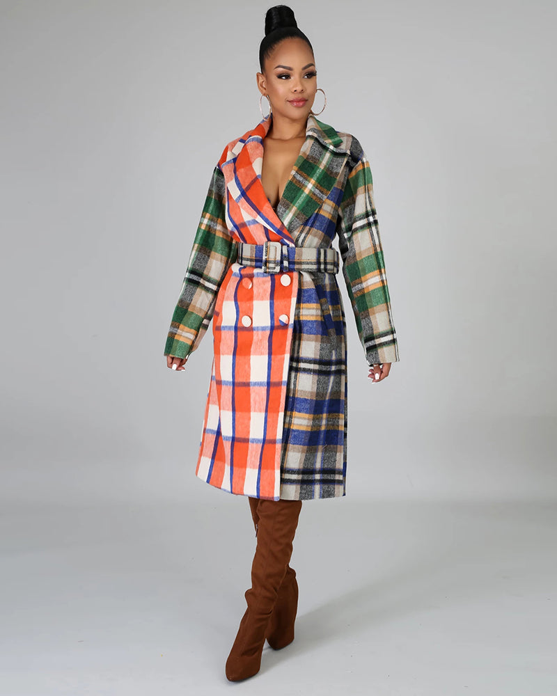 Plaid Double Breasted Coat