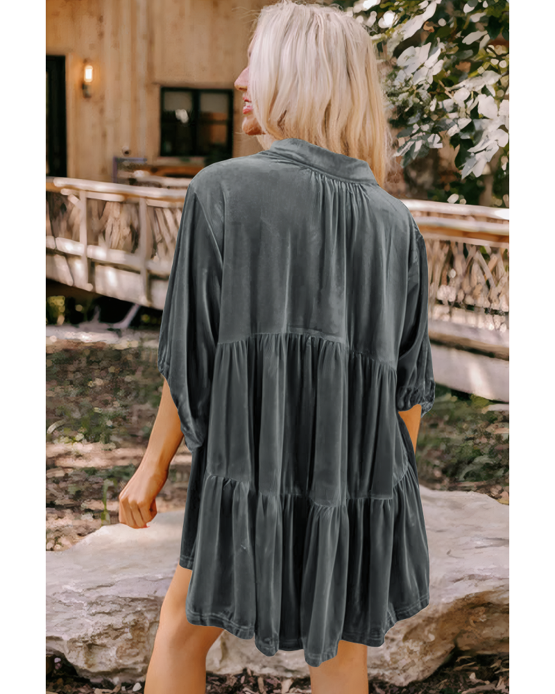 Velour Babydoll Button Up Top