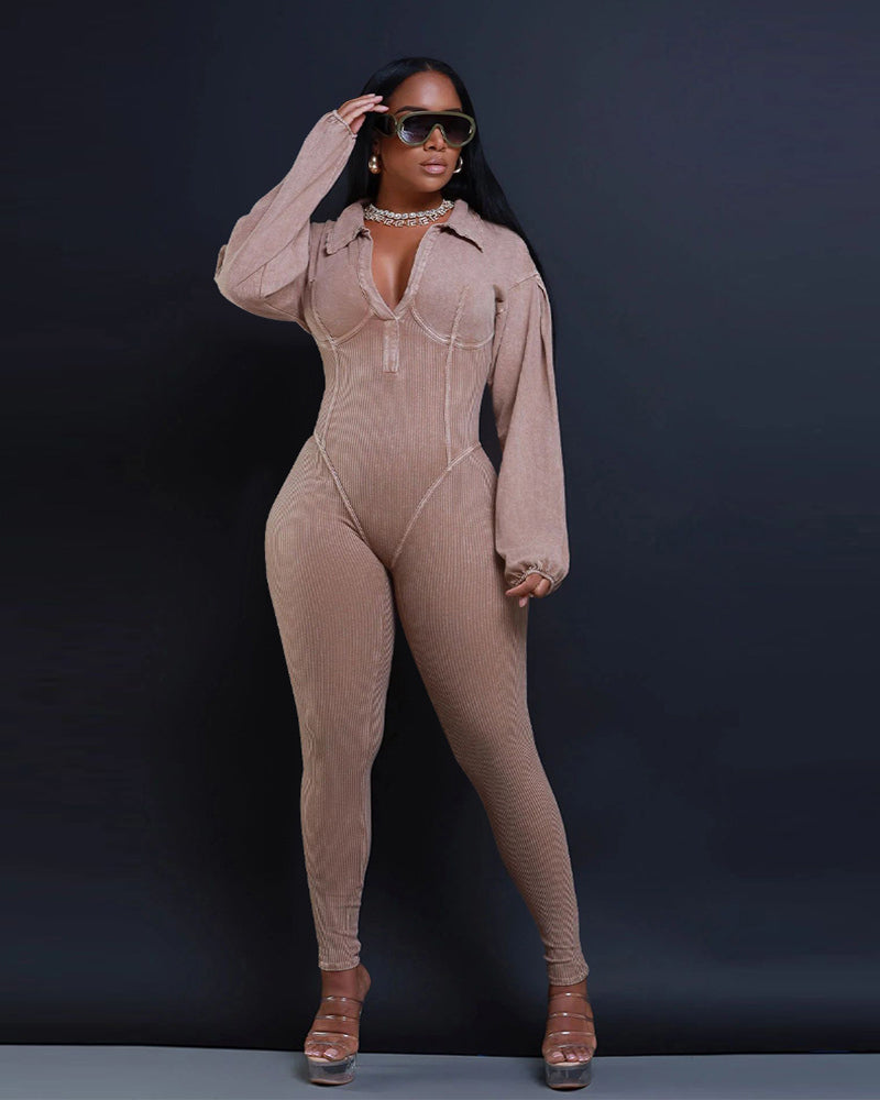 Baddie Mineral Washed Corset Jumpsuit