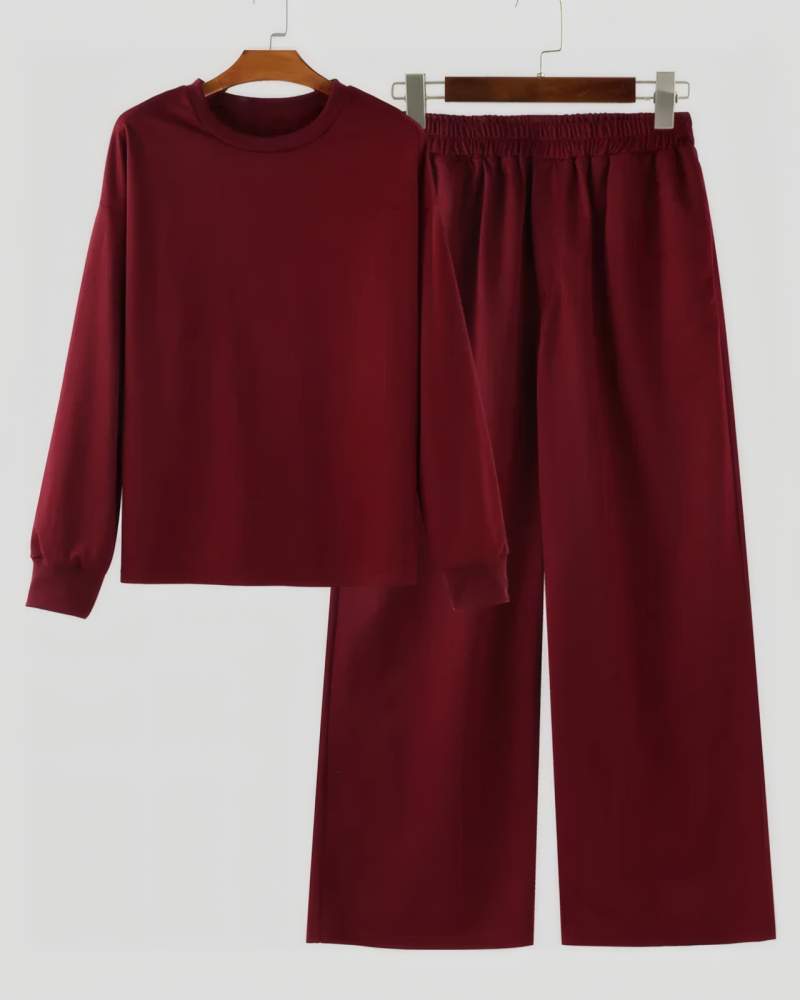 Sweatshirt&Wide Leg Pants Set