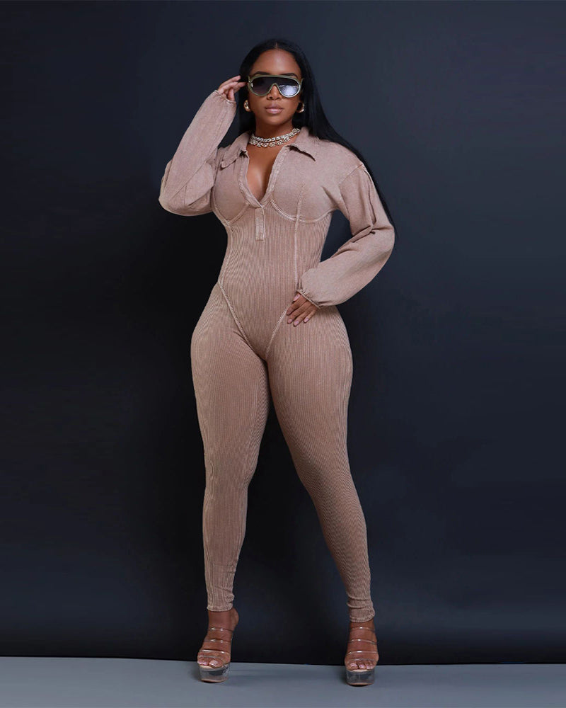 Baddie Mineral Washed Corset Jumpsuit