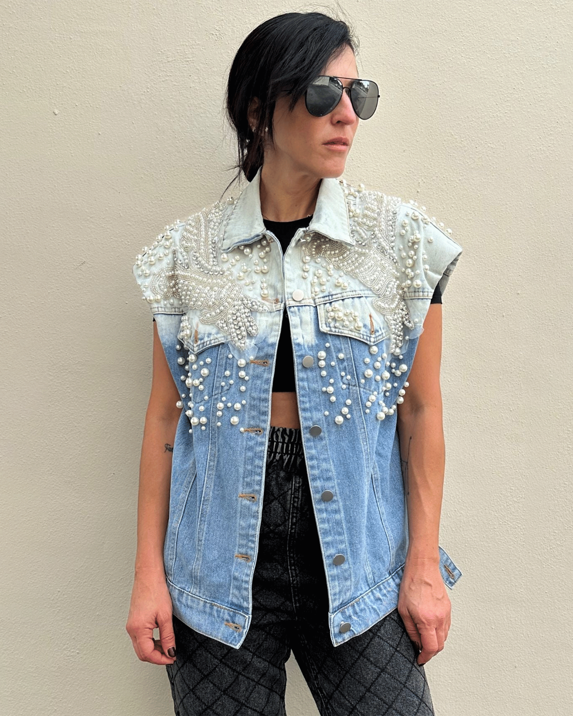 Pearl Denim Vest