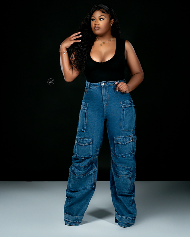 High-waist Oversized Denim Cargo Pants