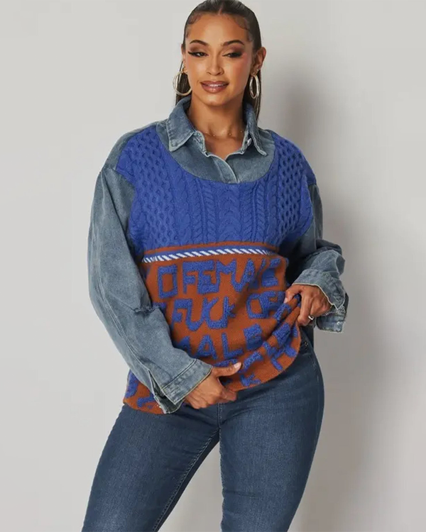 Colorful Sweater with Denim