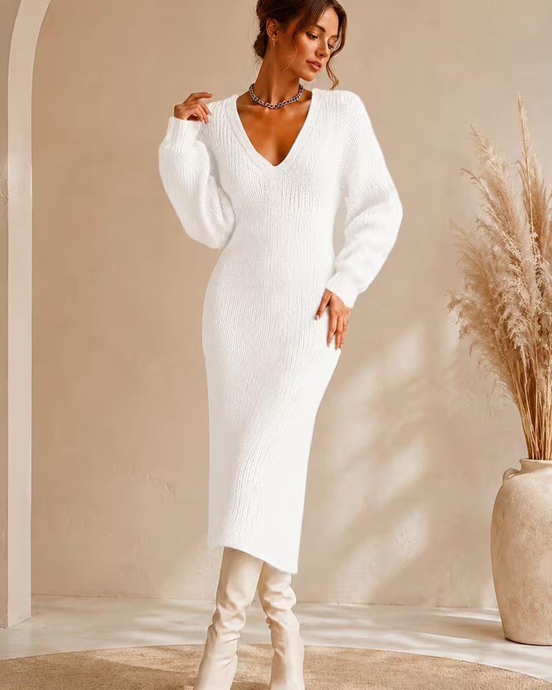 Cozy Season Puff Sweater Dress