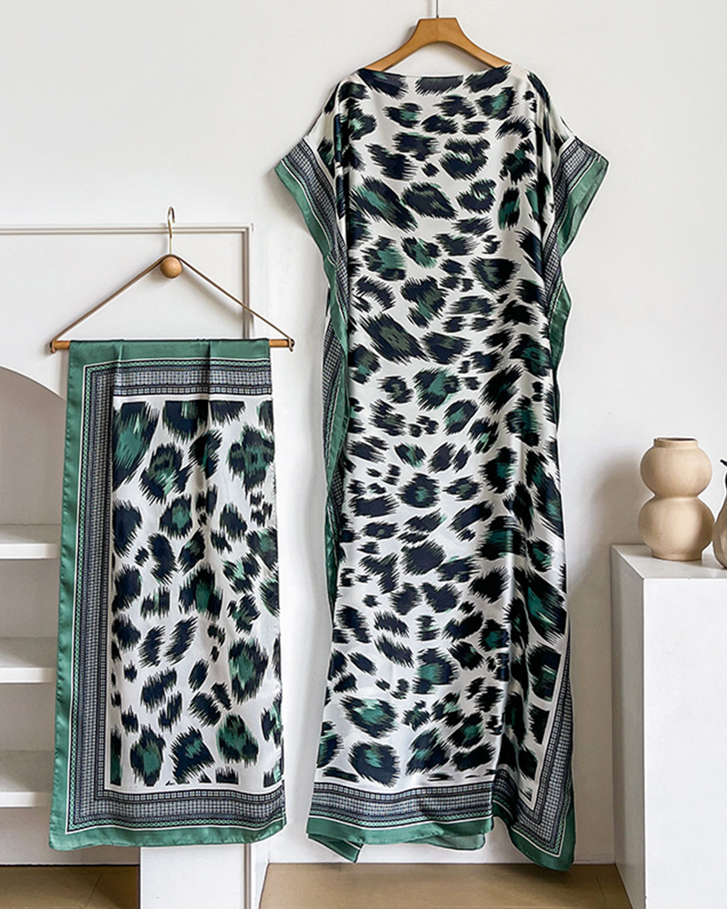 2 piece Satin Printed Dress