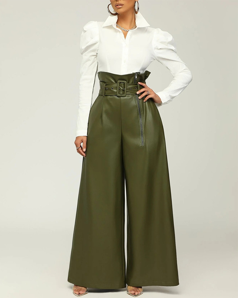 High Waist Vegan Leather Pants