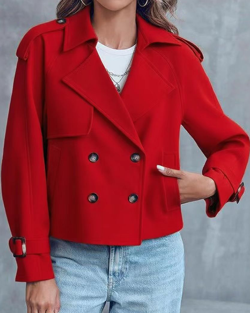 Breasted Lapel Cropped Trench Coat