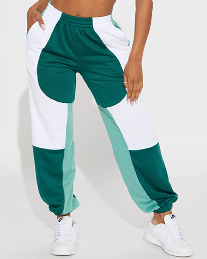 Colorblock Wide Leg Sweatpants