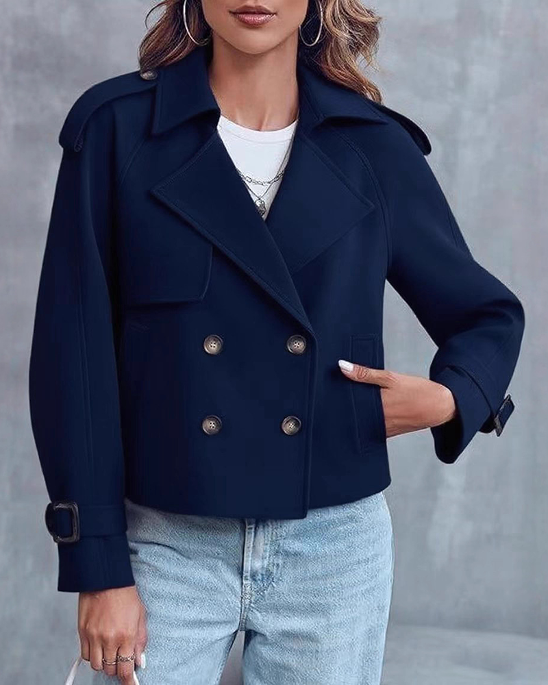 Breasted Lapel Cropped Trench Coat