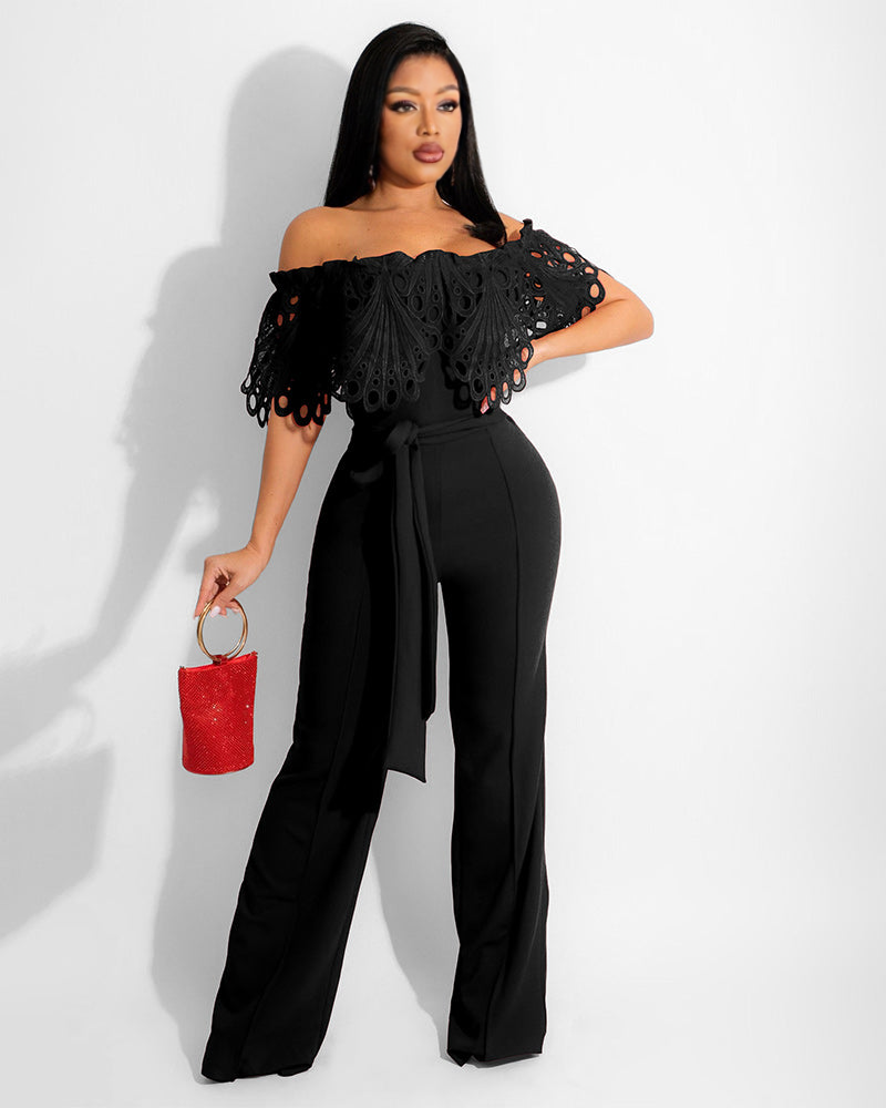 Off Shoulder High Waist Jumpsuit