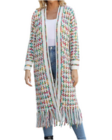 Multicolored Fringe Hem Cardigan