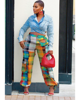 Edgy Plaid Patchwork Pants