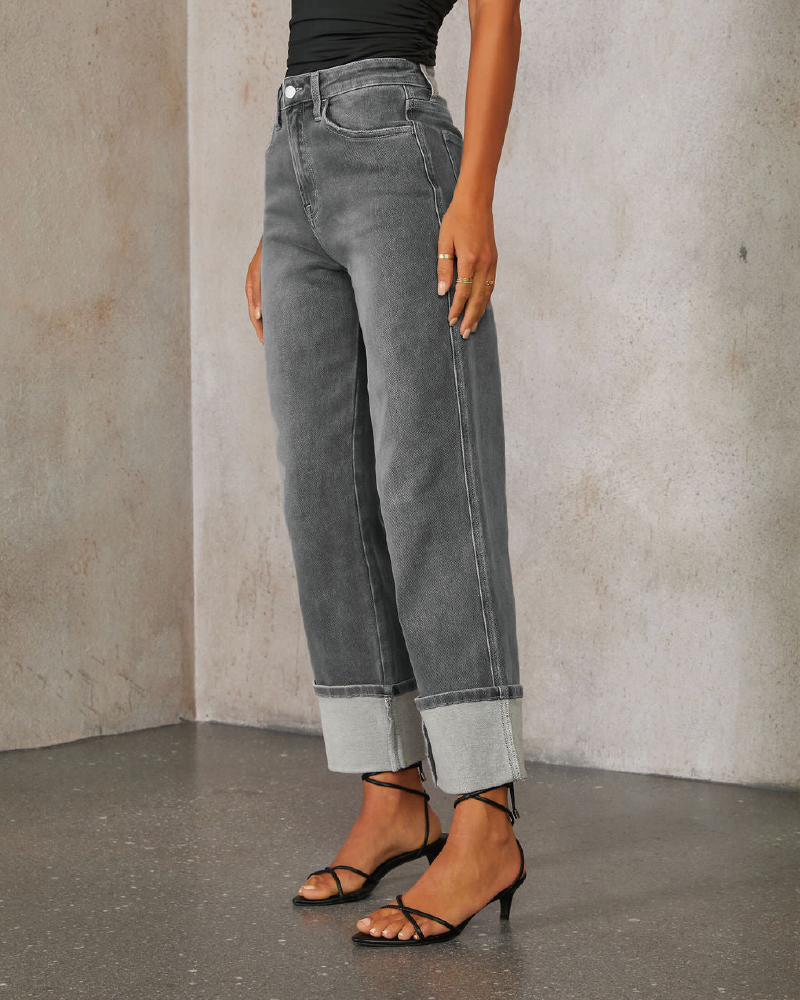 Large Cuff Wide Leg Jeans