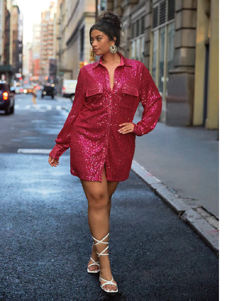 Shiniest Sequin Oversized Shirt Dress