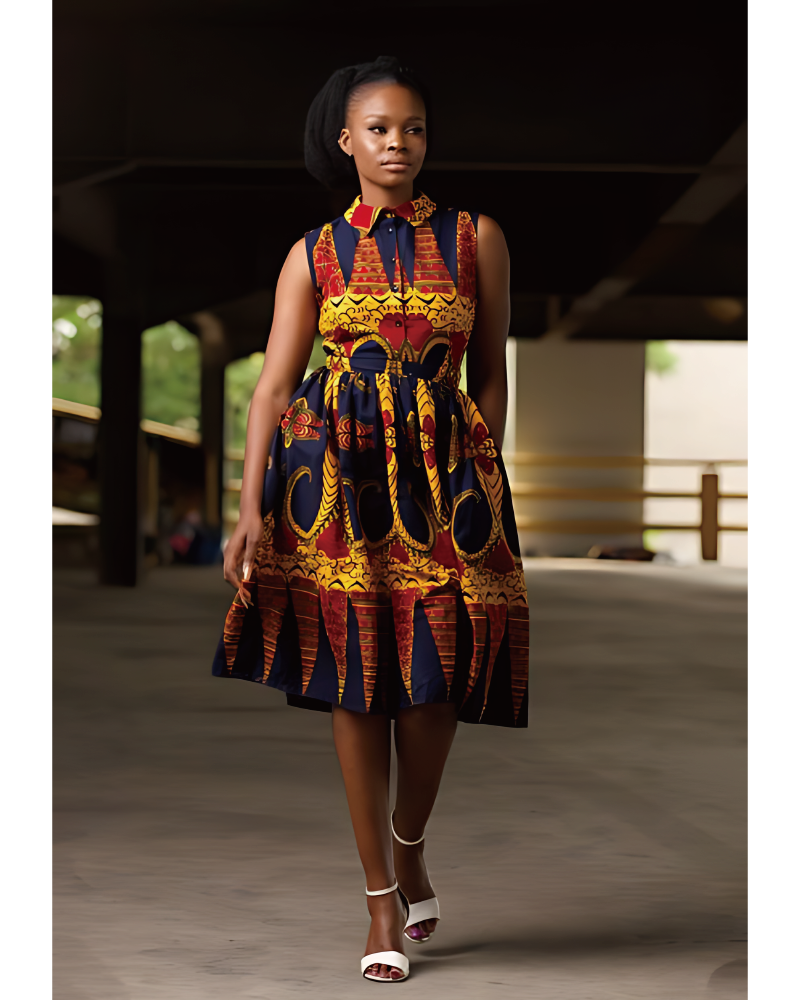 ARIRE AFRICAN PRINT MIDI DRESS