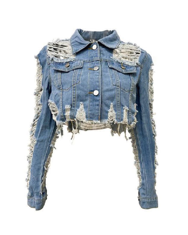 Ripped Crop Denim Jacket