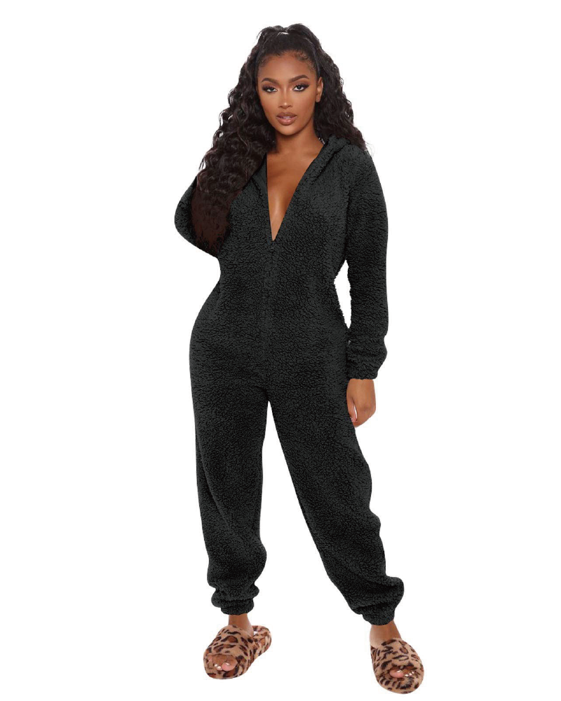 Be My Teddy Plush Hooded PJ Jumpsuit