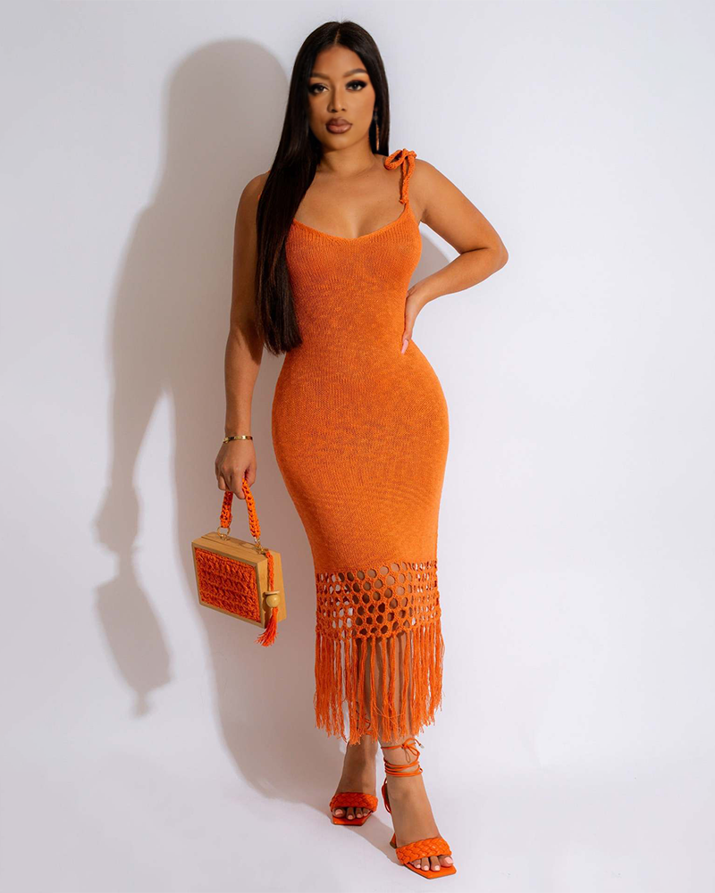 Burnt Orange Crochet Dress