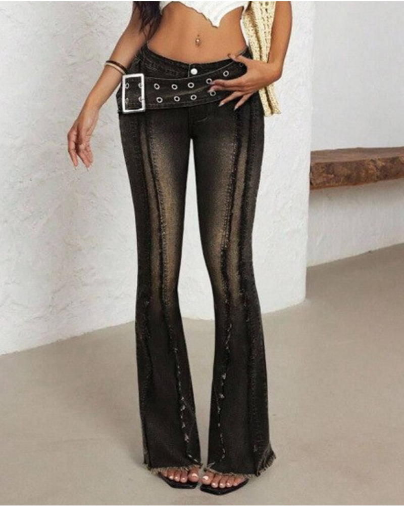 Gia Belted Flared Jeans