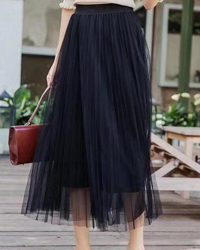 Tulle Pleated Skirt