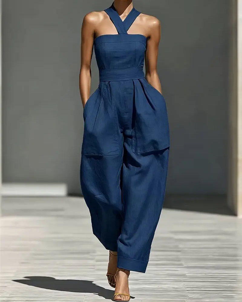 Saffron Poise Cross-Neck Jumpsuit