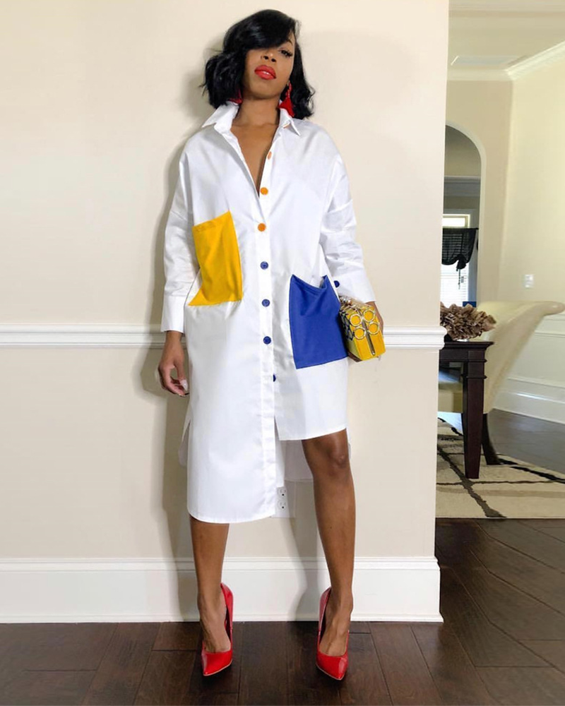 Colorblock Oversized Shirt Dress