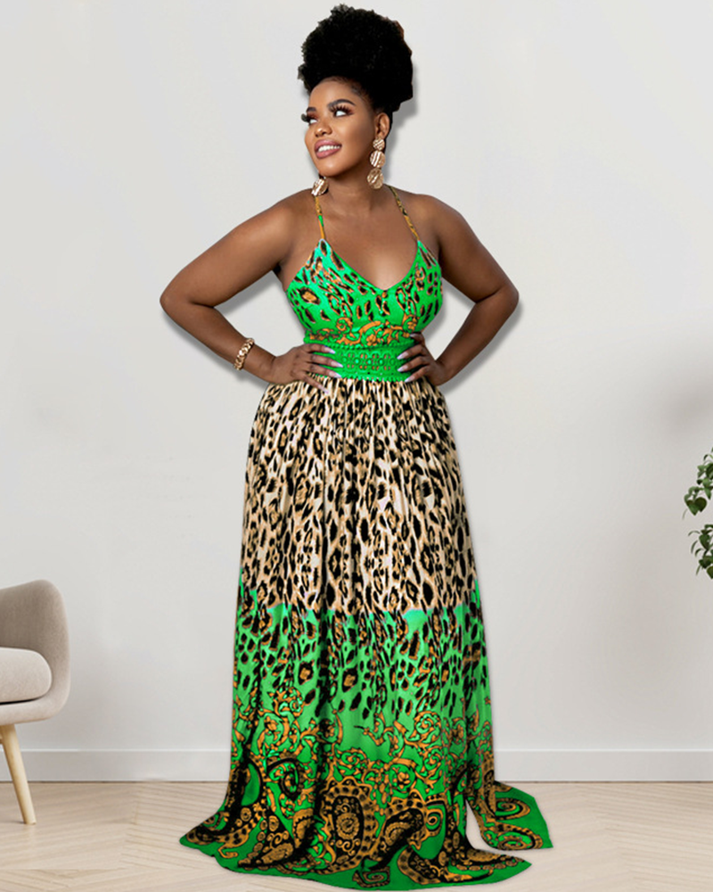 Baroque leopard maxi dress