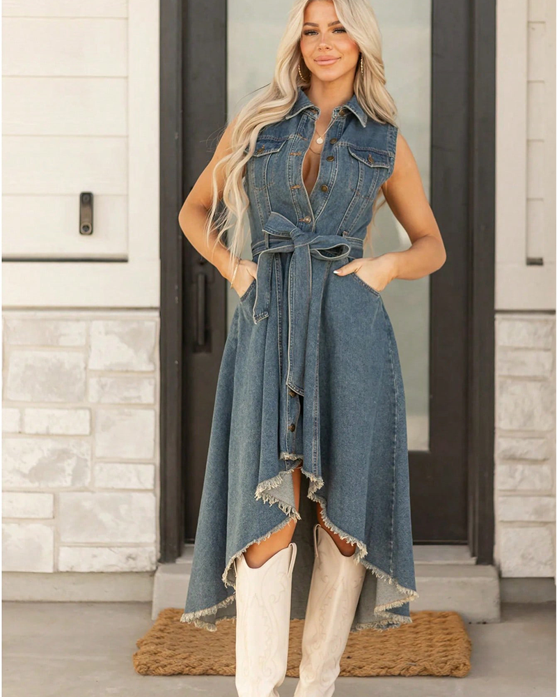 Raw Cut Muse Denim Dress