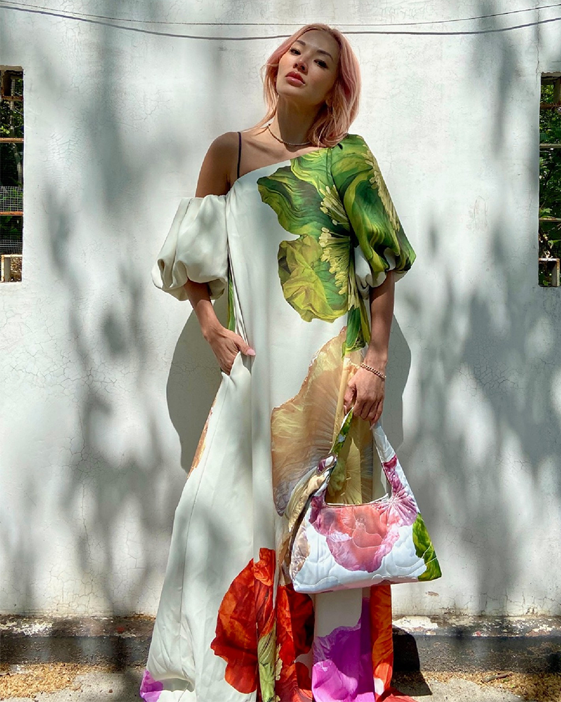 Asym Print Dress