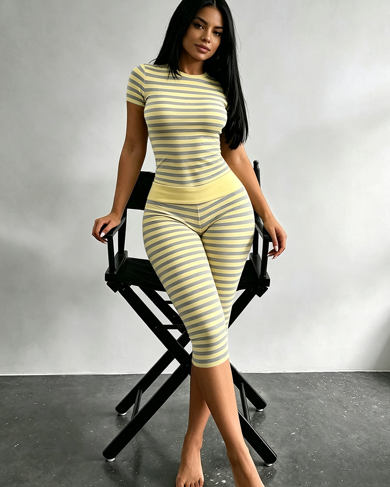 Stripe Lounge Short Set