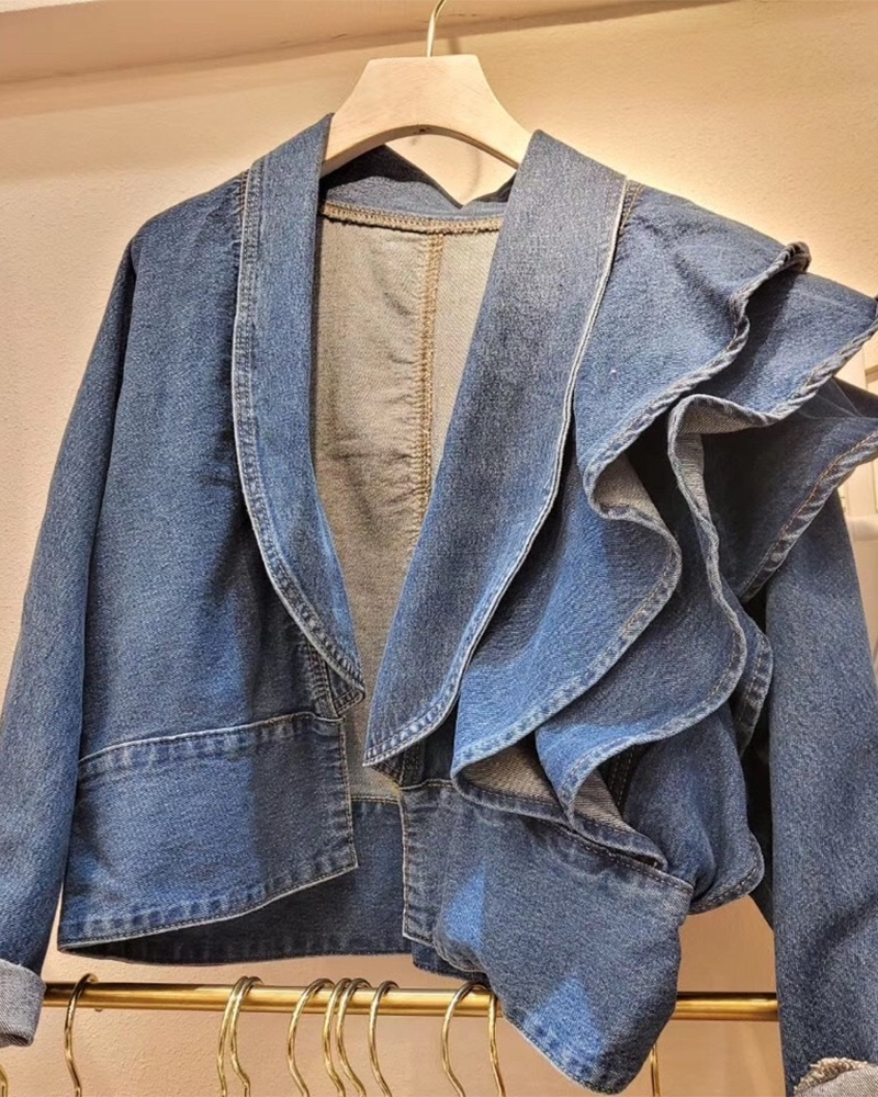 Hipster Chic Ruffle Denim Jacket