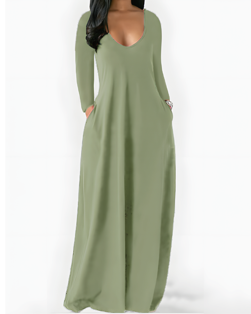 Solid Color Pocket Lounge Dress