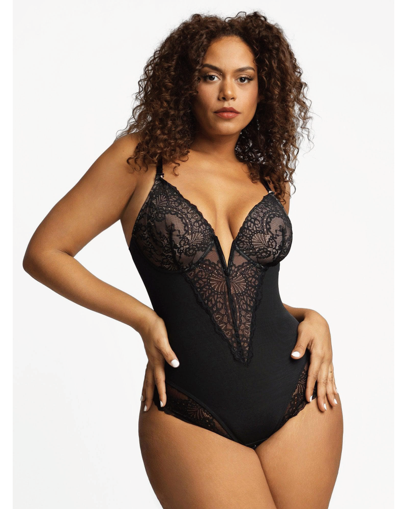 Lace Deep-V Neck Bodysuits