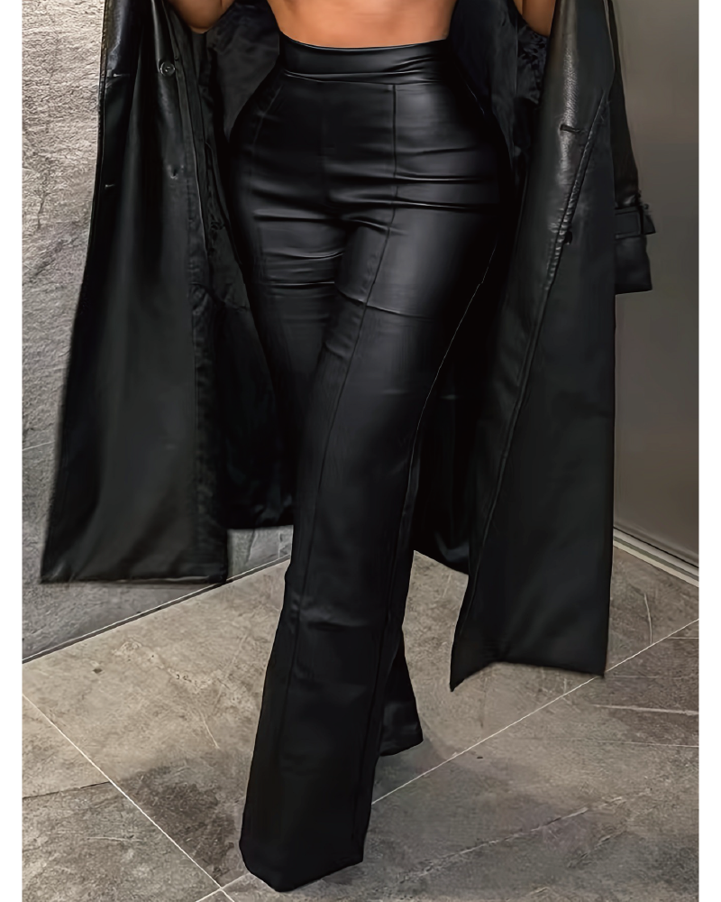 Vegan Leather High-Waist Wide Leg Pants