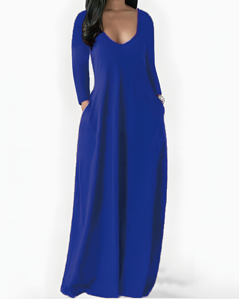 Solid Color Pocket Lounge Dress