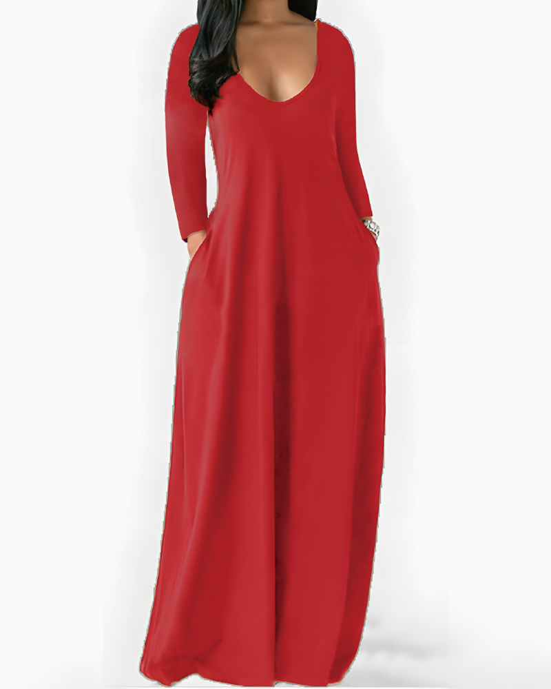 Solid Color Pocket Lounge Dress
