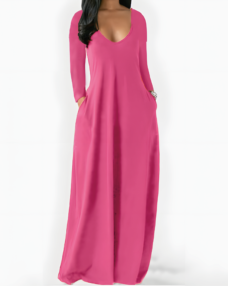Solid Color Pocket Lounge Dress