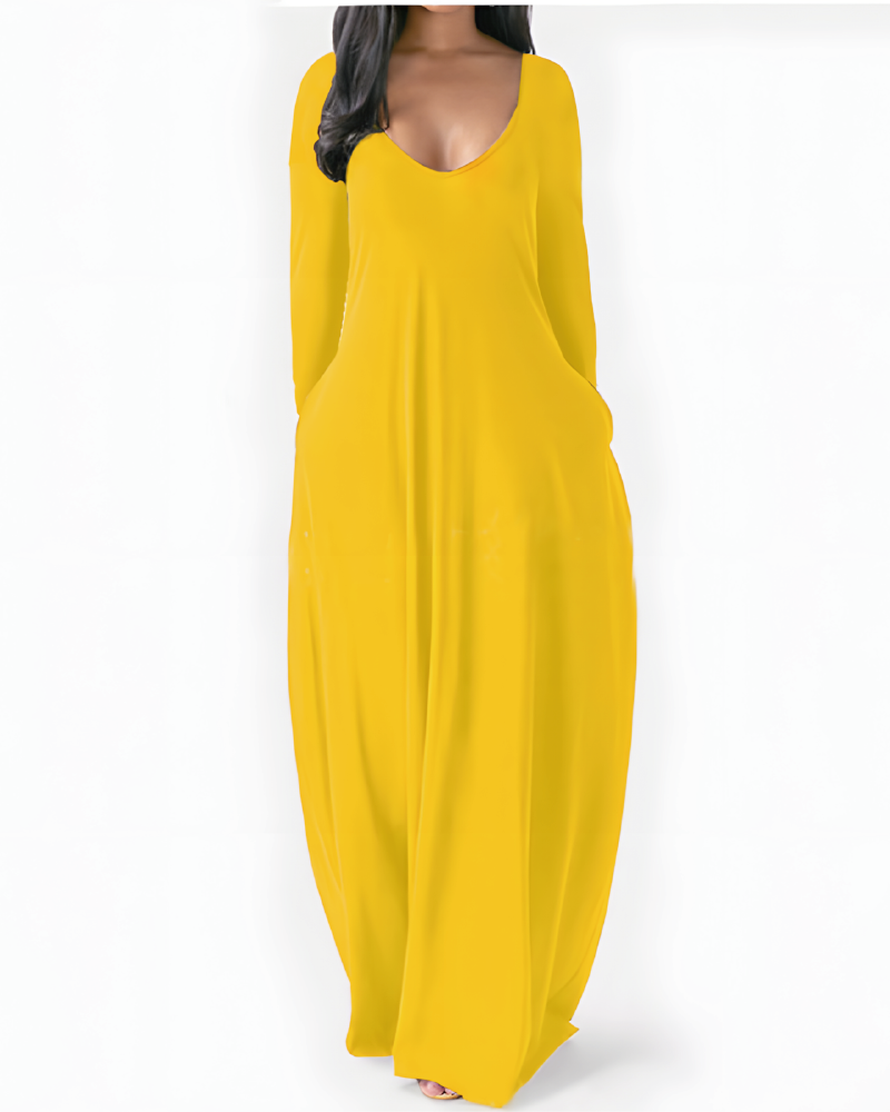 Solid Color Pocket Lounge Dress