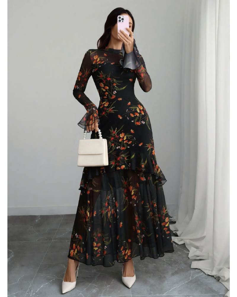 Alicia Printed Mesh Dress