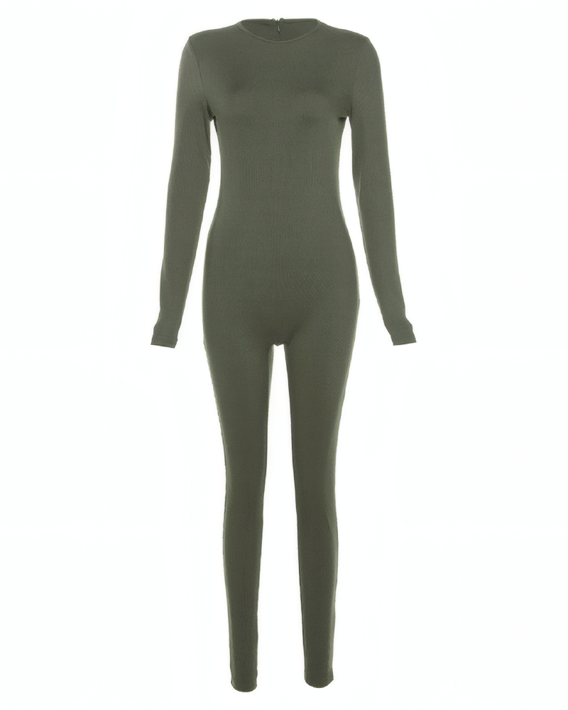 Ribbed Long Sleeve Bodycon Jumpsuit