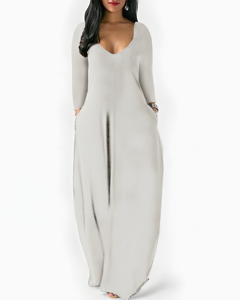 Solid Color Pocket Lounge Dress