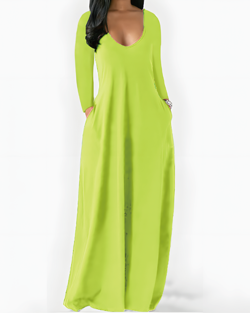 Solid Color Pocket Lounge Dress