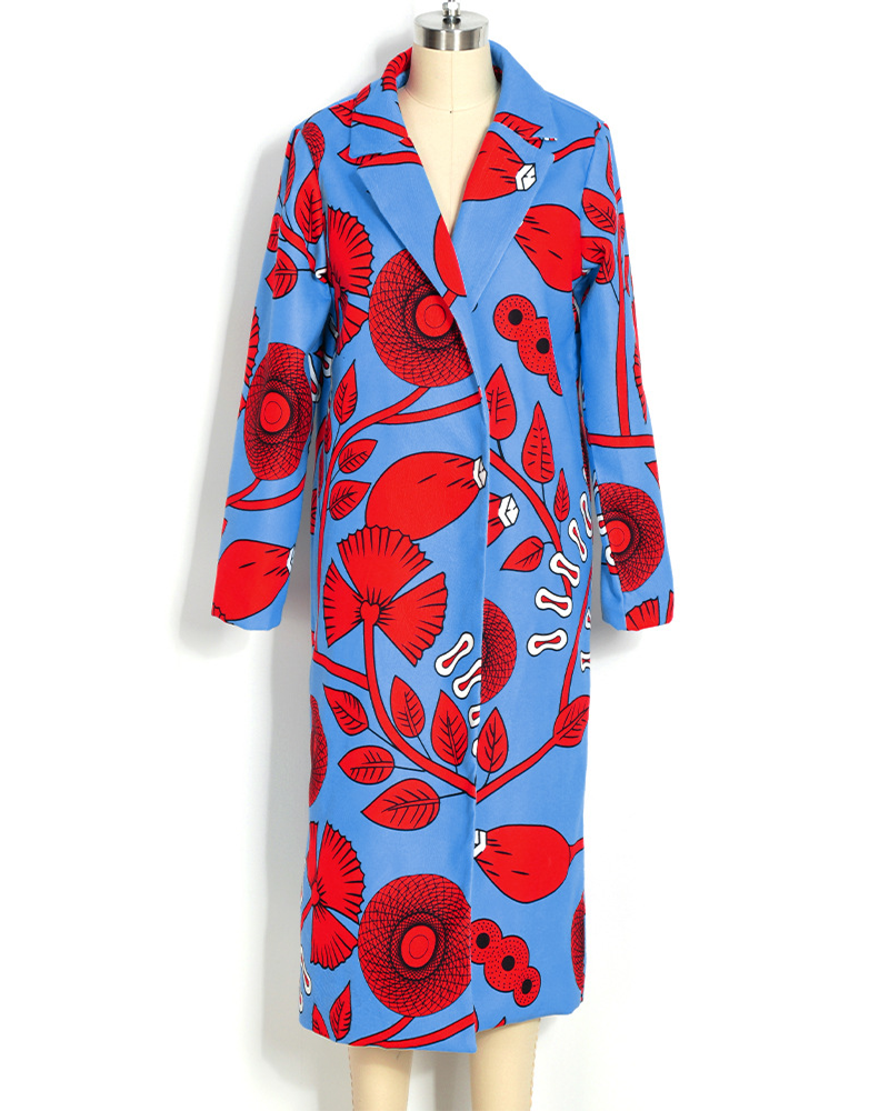 Floral Printed Trench Coat