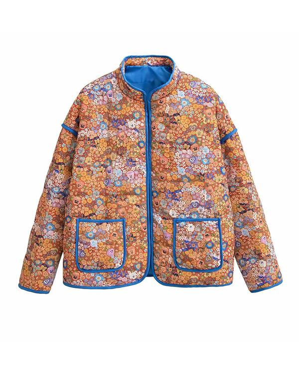 Stylish Floral Puffy Coat