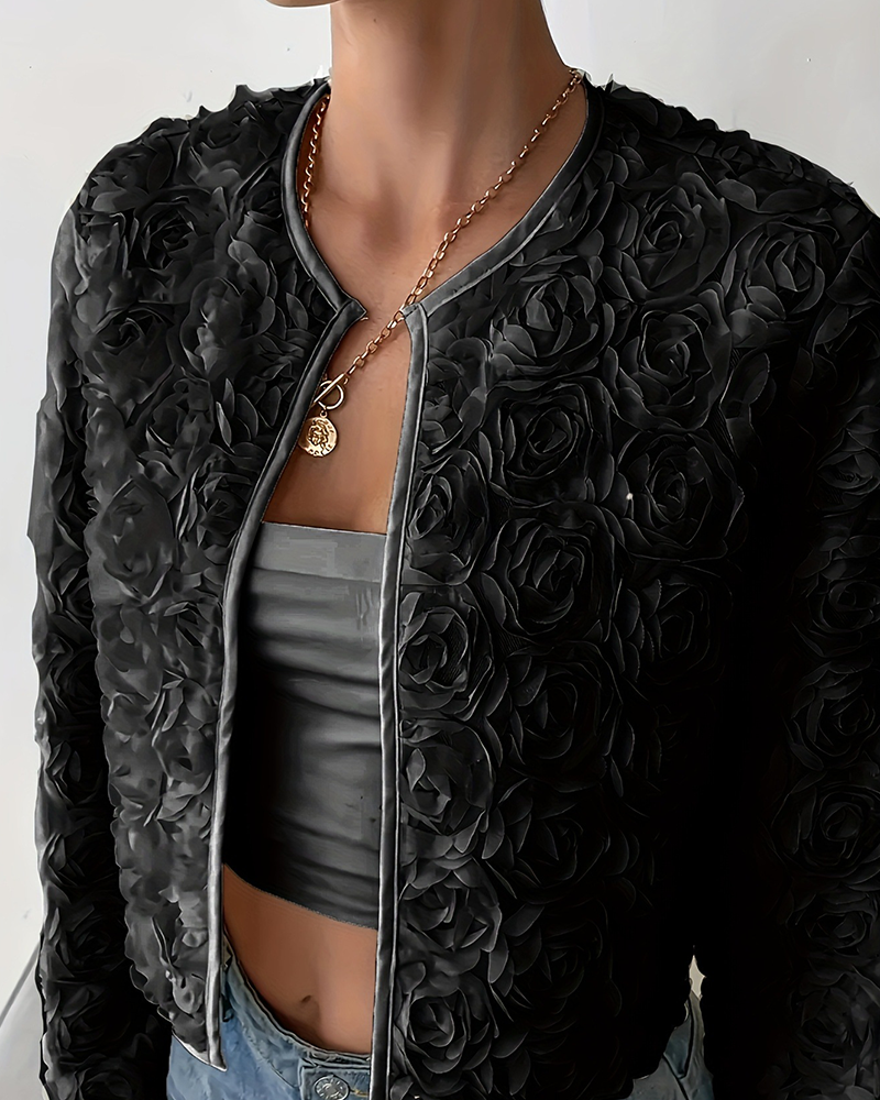 3D Floral Charm Cardigan